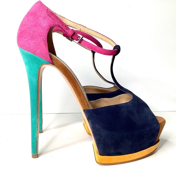 Gianmarco Lorenzi platfom colorblock heels 39 - Picture 1 of 16